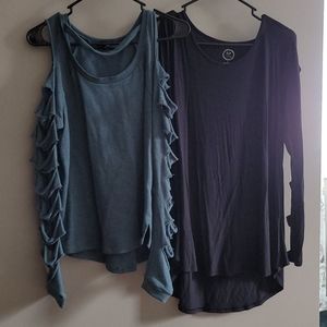 BUNDLE of 2 long sleeve 'cut sleeve' tees